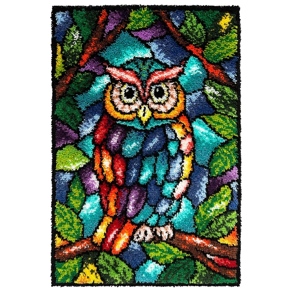 Herrschners® Stained Glass Owl Latch Hook Kit - Image 1 of 1