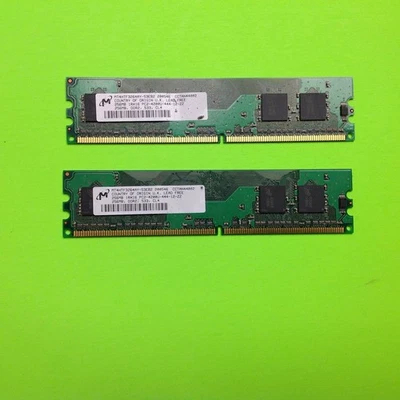 Set of (2) Micron MT4HTF3264AY-53EB2 512MB Total 2X256MB PC2-4200U Random Acce - Image 1 of 3
