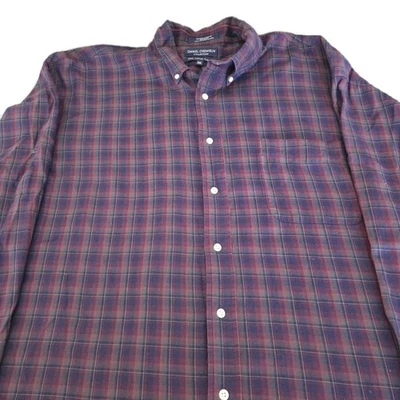 Camisa Daniel Cremieux XXL Púrpura a Cuadros Manga Larga Fina Tela Italiana Abotonada Foto 1 de 4