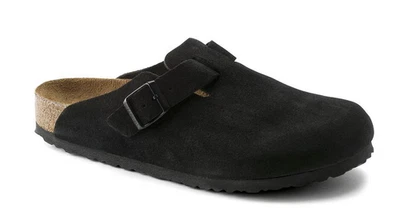 NIB Birkenstock Boston Suede Clog in Black Narrow Width 660473 - Image 1 of 4
