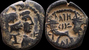 Aretas IV & Shuqailat II — Antike Münze, Nabatäische Bronzeeinheit, Petra. #1759 - Bild 1 von 1