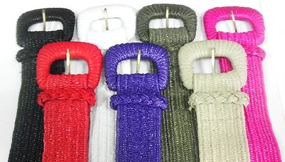 Single Pin Metal Buckle Women Nylon Rubber Stretch Belt Choose Color & Size - Image 1 of 3