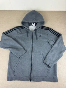 Sudadera con capucha Adidas de 3 rayas polar cremallera completa para hombre XLT gris/negro - Imagen 1 de 7