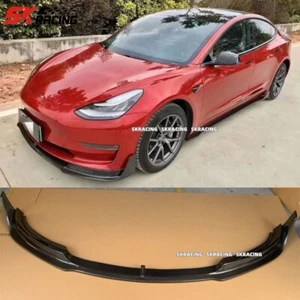 For Tesla Model 3 Sedan 2017-2023 Real Carbon Fiber Front Lip Bumper Body kits - Picture 1 of 20