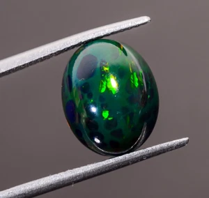 Opale Etiope Nero Naturale Forma Ovale Gioco di Fuoco Opale Gemma 3,8 Ct 12X10X7mm - Foto 1 di 3