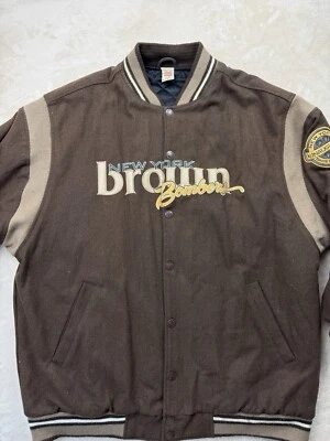 Chaqueta Negra Ligas de Béisbol 3XL Nueva York Marrón Bombarderos Universitarios De Colección Rara Foto 1 de 4