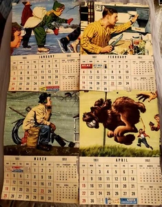 Alter Vintage Esso 1951 4 Stk. Kalender Werbung Gas & Öl GUC - Bild 1 von 5