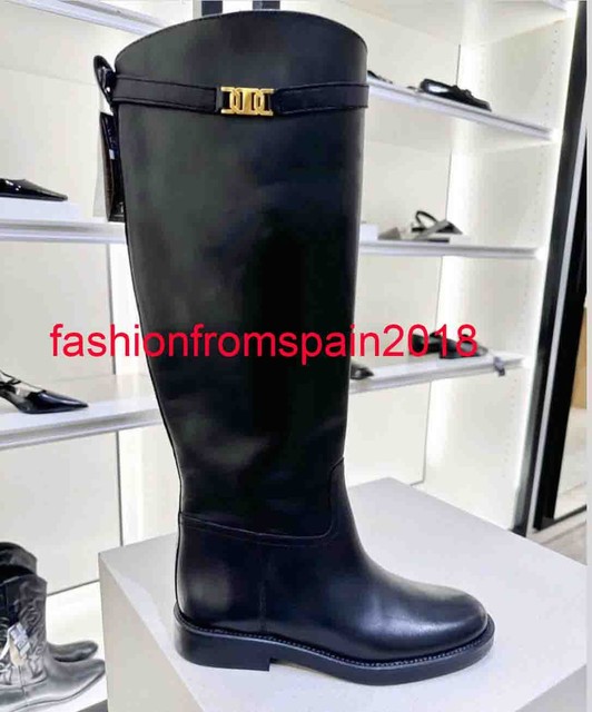 Botas negras planas mujer - BOTAS MONTAR PIERNA ANCHA