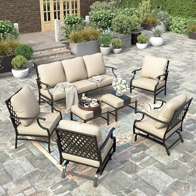 PHI VILLA 7 Piece Patio Furniture Set Outdoor Conversation Set for Lawn Garden Backyard US