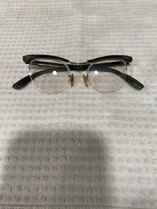 Vtg BAUSCH & LOMB CAT EYE 1/10 12k GF Rimless Cat Eye 5 1/2 Glasses Spectacles - Picture 1 of 18