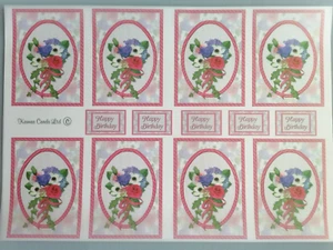 A4 DECOUPAGE / PAPER TOLE Sheets, on Rice Paper - Kameo Cards, 'Happy Birthday' - Picture 1 of 1
