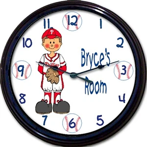 Reloj de pared personalizado de béisbol Ashburn Philadelphia Phillies MLB Ashper personalizado - Imagen 1 de 1