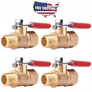 4 Stück 1/4" Außengewinde NPT Messing Kugel Metallhahn Wasser Luft Tank Abfluss Absperrung - Bild 1 von 12