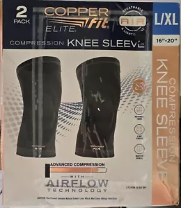 Elite Copper Fit Knee Compression Sleeve AirFlow L/XL 16-18" 2 Pack OPEN BOX - Picture 1 of 2