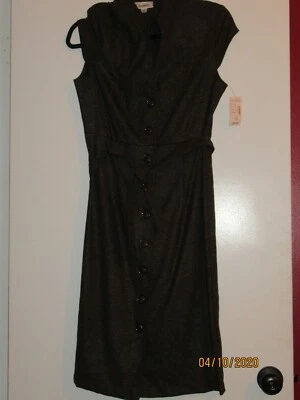 Dressbarn: Vestido con botones y cinturón para mujer, talla 10, gris carbón / nuevo con etiquetas Foto 1 de 4
