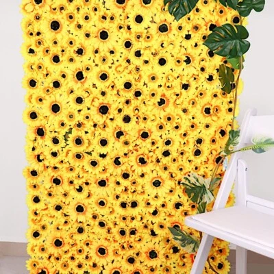4 Yellow Artificial Sunflowers Silk FLOWERS WALL Backdrop Panels Party Events - Image 1 of 4