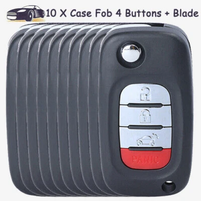 10 X Flip Remote Key Case Fob 4 Btn Shell for 2015-2017 Smart Fortwo 453 Forfour - Image 1 of 4