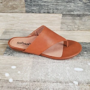 Softwalk Chandler Womens Sandals Sz 9 N Luggage Leather Flip Flop Thong Slide - Picture 1 of 12