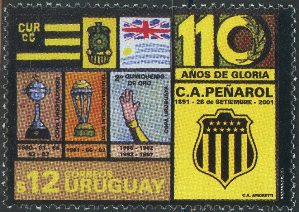 Uruguay #1933 Peñarol Athletic Club 12p par de franqueo América Latina 2001 como nuevo LH Foto 1 de 1