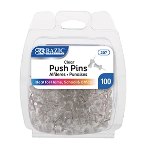 (C9) 100 pcs CLEAR Push Pins Transparent for Drawing Cork Board, Notes, Maps NEW - Picture 1 of 3