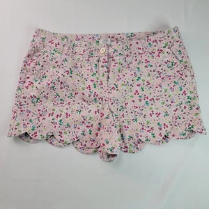 Pantaloncini Crown & Ivy Shelby rosa floreale orlo smerlato taglia 16 - Foto 1 di 10