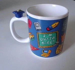 AVON Graduation Cup Mug "I'm Outta Here" With Graduation Cap Handle Free Ship! - Picture 1 of 6