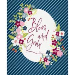 Bloom and Grow Navy Cotton Panel Fabric - Picture 1 of 2