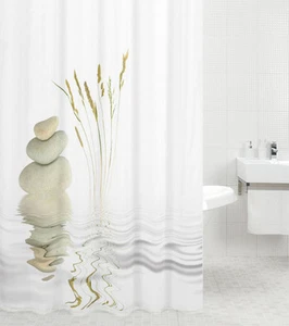 DUSCHVORHANG TEXTIL WANNENVORHANG BADEWANNENVORHANG ANTI SCHIMMEL EFFEKT BALANCE - Bild 1 von 10