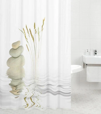 DUSCHVORHANG TEXTIL WANNENVORHANG BADEWANNENVORHANG ANTI SCHIMMEL EFFEKT BALANCE - Bild 1 von 4