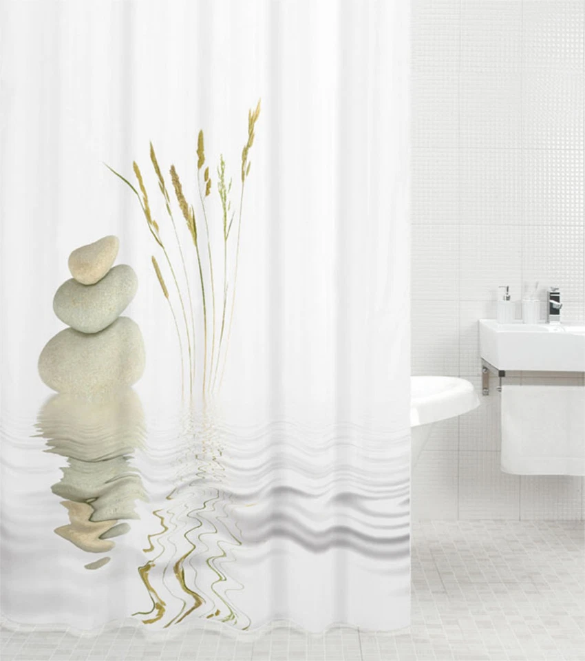 DUSCHVORHANG TEXTIL WANNENVORHANG BADEWANNENVORHANG ANTI SCHIMMEL EFFEKT BALANCE - Bild 1 von 4