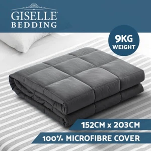 Weighted Blanket 9KG Heavy Gravity Microfibre Calming Grey Queen - Picture 1 of 6