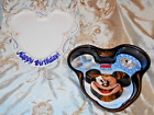 VTG Disney Mickey Mouse Icon Ceramic Happy Birthday Plate Matching NEW Pan