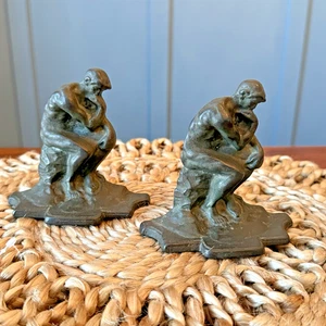 Vintage THE THINKER Buchstützen aus Bronzeguss - Bild 1 von 6