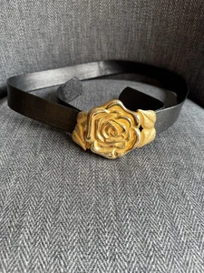 Vintage DOREEN RYAN goldfarbene Rose Blume Gürtelschnalle und Gürtel - Bild 1 von 6
