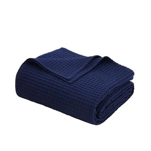 100% Egyptian Cotton Waffle Weave Throw Blanket for Bed Couch Sofa Home Decor, - Picture 1 of 8