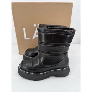 NEW LAST Fergie Leather Warm Lining Black Snow Boots Bootie Size EU 36 - Picture 1 of 9