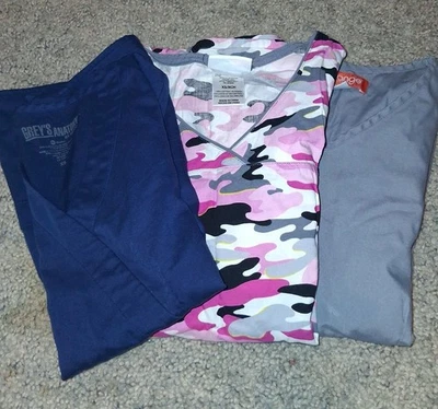 womens scrub tops Grey's Anatomy scrubstar orange standard size xs lot of 3  - Image 1 of 4