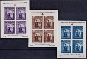 1943 ROMANIA RED CROSS - TRANSNISTRIA Mi#703/705 SET 3 BLOCKS MNH - Picture 1 of 1