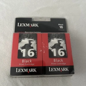 (2) Lexmark Black 16 Ink Print Cartridge Twin Pack Set - 10N0016 FACTORY SEALED - Picture 1 of 2