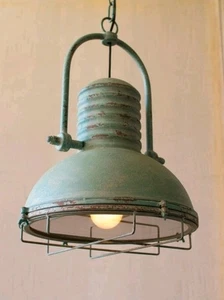 Antike Pendelleuchte Industriestil Metall Drahtkäfig - Bild 1 von 18