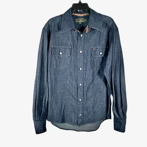 J.L. Powell Dark Denim Button Shirt Sporting Goods Western Casual Mens Size L - Picture 1 of 8