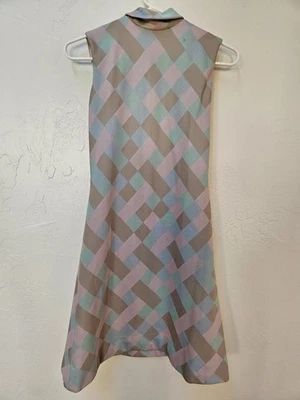 Vtg 60s MOD Micro MINI Dress Leslie Fay Pastel Poly Knit - Image 1 of 4