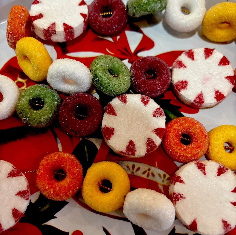 Vintage Whimsical 6 FT Colorful Sugared Christmas Candy Garland Adorable Decor - Image 1 of 4