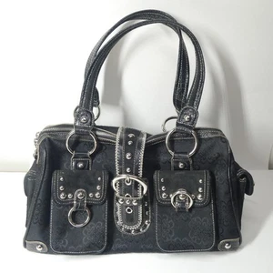 Kathy Van Zeeland Purse Black Handbag Silver Hardware Bag - Picture 1 of 14
