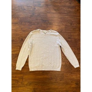 Maglione donna Talbots cotone beige chiaro maglia cavo bordo costine taglia large - Foto 1 di 8