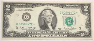 CRISP 1976 $2 PHILADELPHIA STAR FEDERAL RESERVE TWO DOLLAR BILL LOW SERIAL # - Picture 1 of 2