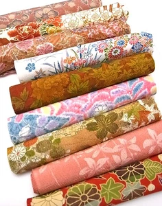 s020_Paquete, Juego de tela de seda kimono japonés, 9 piezas - Imagen 1 de 9