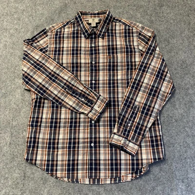Timberland Shirt Mens XL Brown White Blue Plaid Long Sleeve Button Up - Image 1 of 4