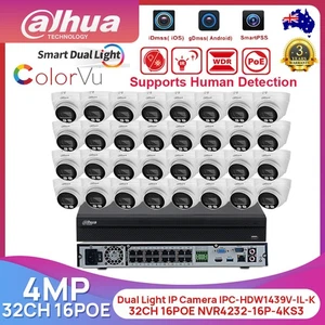 Dahua 32CH 16POE 4MP Dual Light CCTV System Kit Full Color IR IP Camera POE Lot - Picture 1 of 25