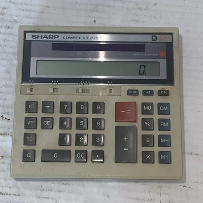 Sharp Compet QS-2125 12-Digit Desktop Financial Calculator Solar Vintage Working - Image 1 of 4